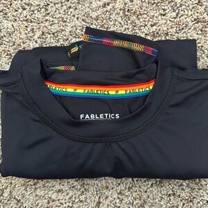 Fabletics Black T-Shirt with Rainbow Accents